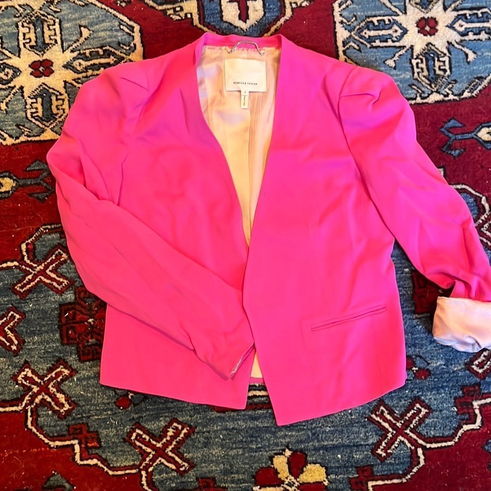 Rebecca Taylor Hot Pink Open Front Blazer